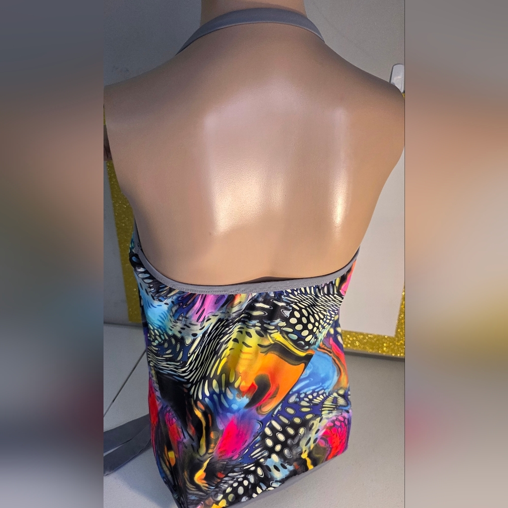 Dippin' Daisy's Multicolor Tankini Top Size 8 Removeable Halter Tie Strap USA - Picture 17 of 17